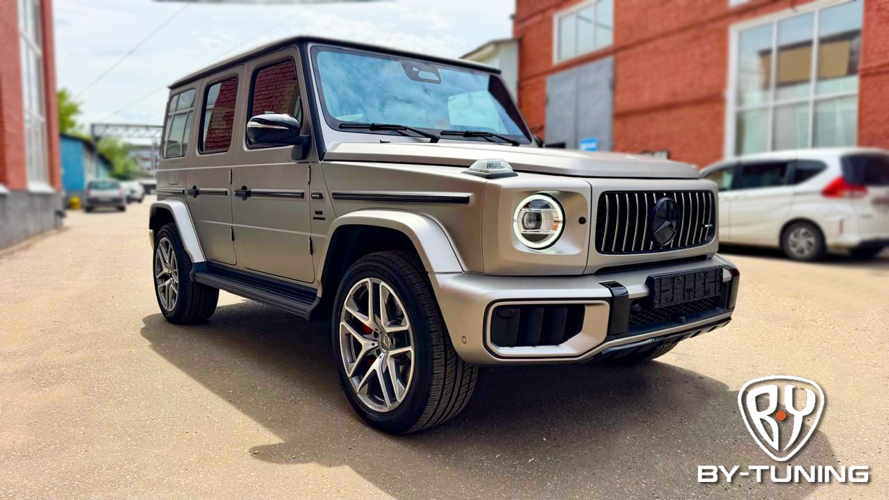 MERCEDES-BENZ G63 (beige) антигравиная защита кузова полиуретановой пленкой, тонировка передней и задней полусфер, керамика обивки салона | BY-TUNING Москва