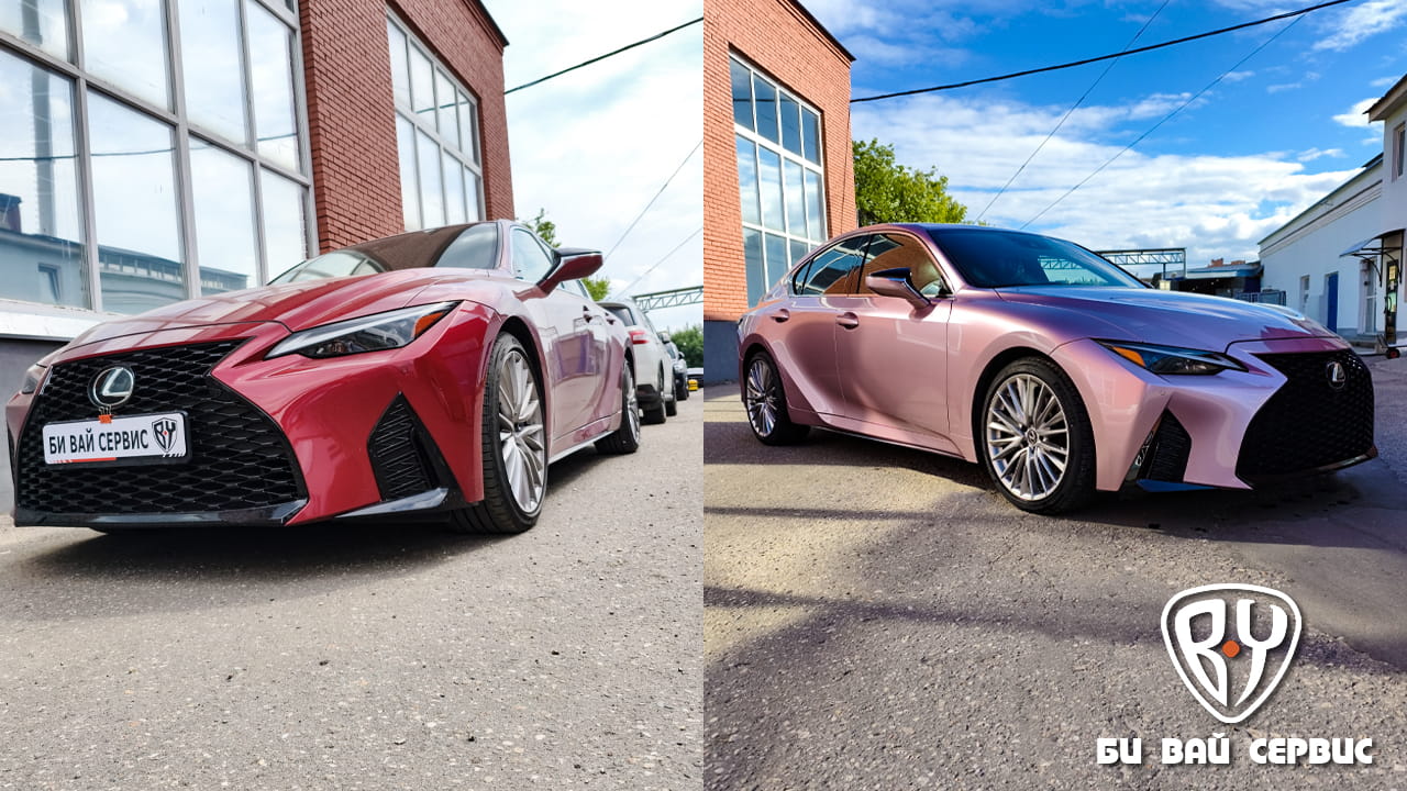 LEXUS IS 350 F SPORT полная оклейка цветной полиуретановой пленкой автомобиля | БИ ВЙ СЕРВИС Москва