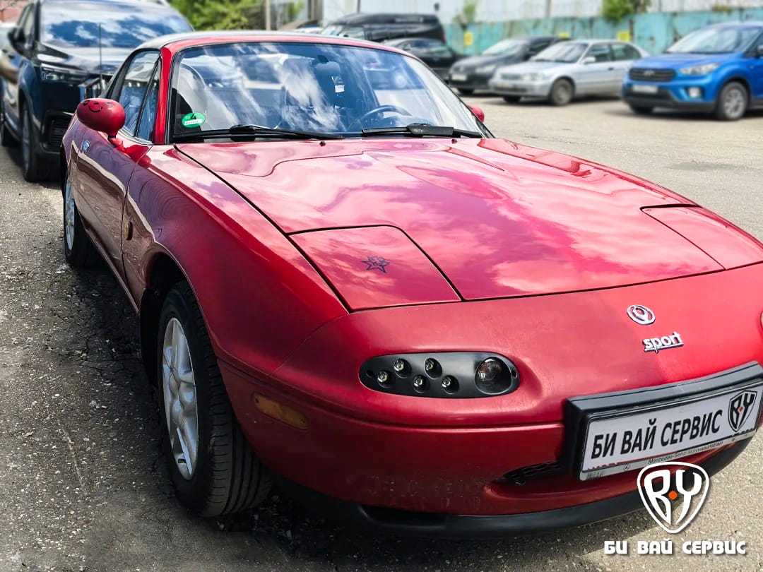 MAZDA MX‑5 MIATA замена выдвижных фар на линзованную Bi-LED оптику | БИ ВАЙ СЕРВИС Москва