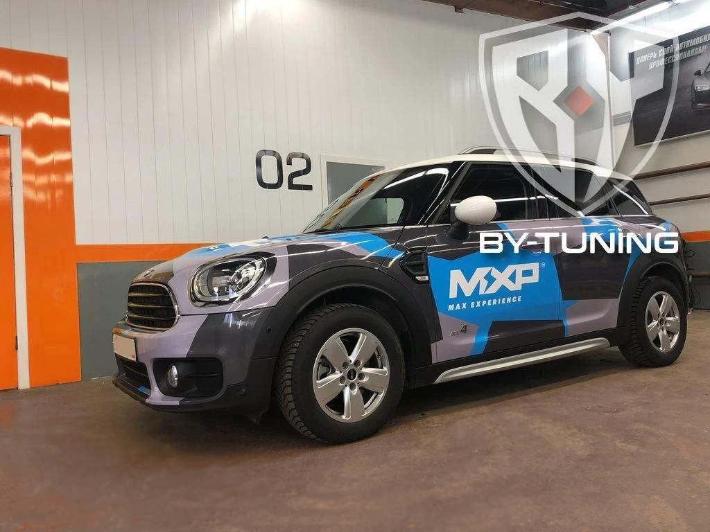 MINI COOPER оклейка камуфляжной пленкой кузова автомобиля | БИ ВАЙ СЕРВИС Москва